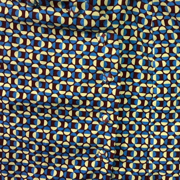 Geometric Patterned Blue and Yellow Skirt with button front - Picture 3 of 9